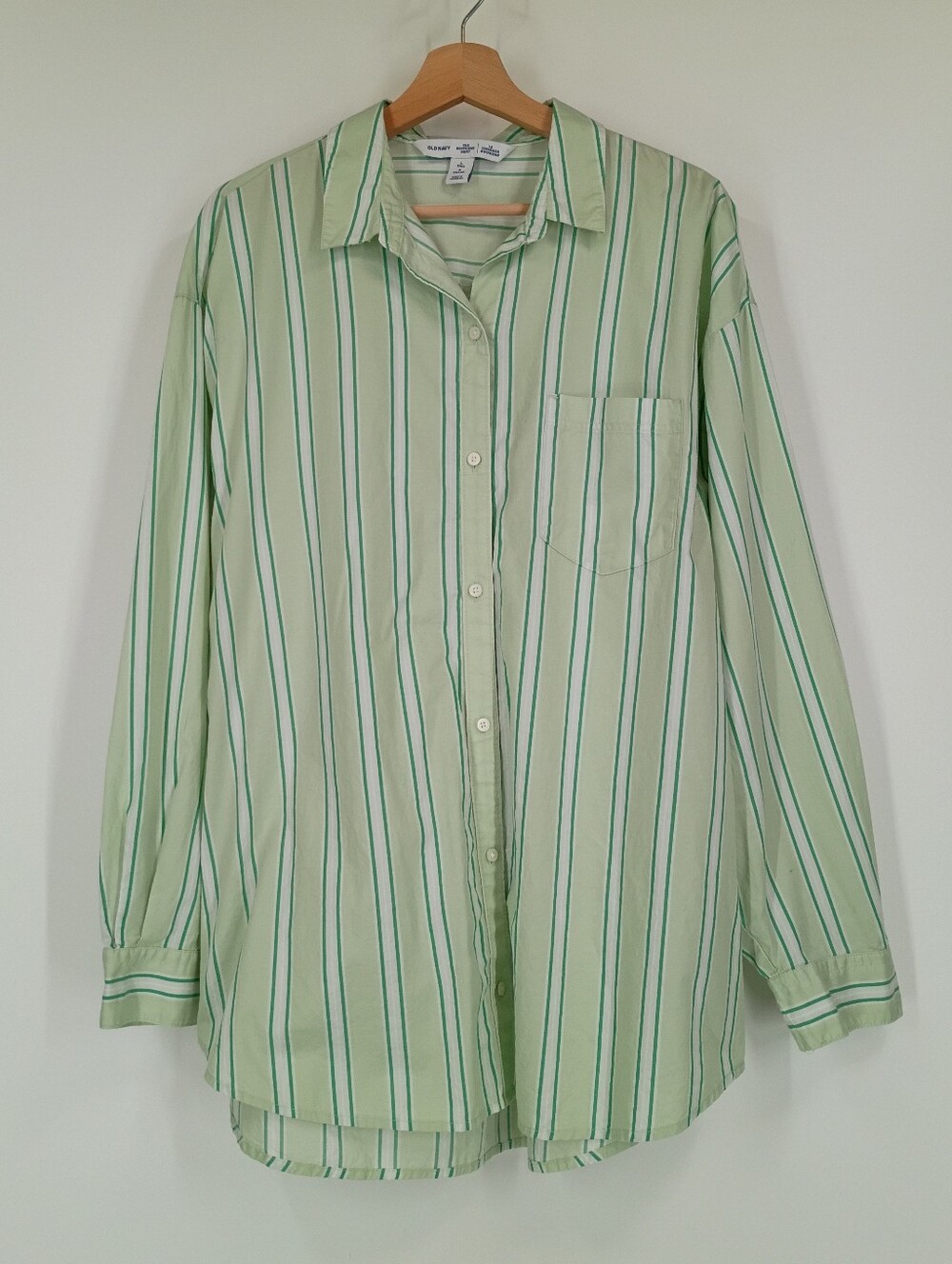 Old Navy Green Striped Button-Down Shirt
